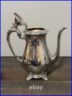 Antique 1881 Rogers Glenrose Silverplate Tea Pot, Creamer, Sugar Bowl Set 1920's