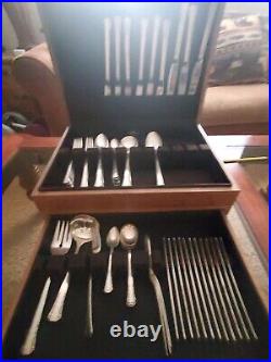 Antique 1881 Rogers by Oneida Silverplate Flatware Set 76 Pieces With Fancy Case