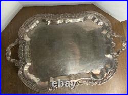 Antique 1883 Silver Company Old English Footed Waiter Serving Plate Tray Platter