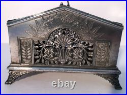 Antique 19th century very ornate silver plate jewelry trinket box Rogers Smith