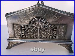 Antique 19th century very ornate silver plate jewelry trinket box Rogers Smith