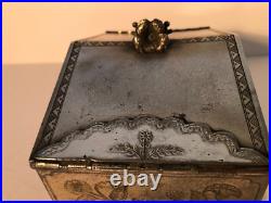 Antique 19th century very ornate silver plate jewelry trinket box Rogers Smith