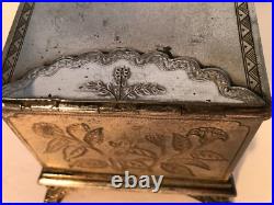 Antique 19th century very ornate silver plate jewelry trinket box Rogers Smith