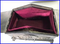 Antique 19th century very ornate silver plate jewelry trinket box Rogers Smith