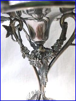 Antique Aesthetic Movement Rogers Smith & Co Silver plate & Glass Bowl Compote