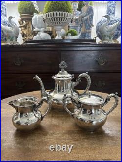 Antique American Roger's Special Quadruple Plate Silver-plate Repousse Tea Set