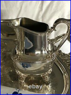 Antique American Silver-plate Breakfast Set with5 Pieces 2 handled Tray Roger Bros