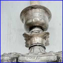 Antique Cephas B Rogers Silver Plate Electric Hurricane Mantle Lamps Victorian
