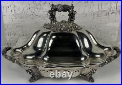 Antique FB Rogers SILVER Entree FOOD Warming Chafing FOOTED SERVING DISH 4 pcs