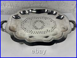 Antique FB Rogers SILVER Entree FOOD Warming Chafing FOOTED SERVING DISH 4 pcs