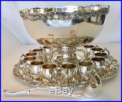 Antique F. B. ROGERS SILVER CO. PUNCH BOWL SET, Silverplate