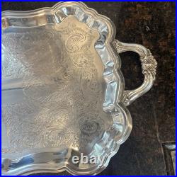 Antique F. B. ROGERS Silver Electric Warming Large Serving Tray Rare 23x3.5 Antique F. B. ROGERS Silver Electric Warming Large Serving Tray Rare 23x3.5
