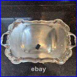 Antique F. B. ROGERS Silver Electric Warming Large Serving Tray Rare 23x3.5 Antique F. B. ROGERS Silver Electric Warming Large Serving Tray Rare 23x3.5