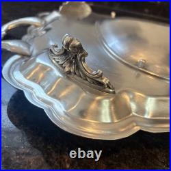 Antique F. B. ROGERS Silver Electric Warming Large Serving Tray Rare 23x3.5 Antique F. B. ROGERS Silver Electric Warming Large Serving Tray Rare 23x3.5