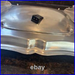 Antique F. B. ROGERS Silver Electric Warming Large Serving Tray Rare 23x3.5 Antique F. B. ROGERS Silver Electric Warming Large Serving Tray Rare 23x3.5