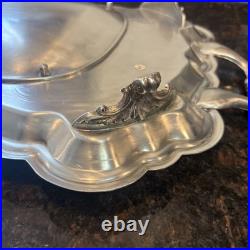 Antique F. B. ROGERS Silver Electric Warming Large Serving Tray Rare 23x3.5 Antique F. B. ROGERS Silver Electric Warming Large Serving Tray Rare 23x3.5