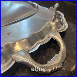 Antique F. B. ROGERS Silver Electric Warming Large Serving Tray Rare 23x3.5 Antique F. B. ROGERS Silver Electric Warming Large Serving Tray Rare 23x3.5