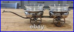 Antique F. B. Rogers Rolling Wine Caddy Silver Plate Condiment Wagon Cart c1920