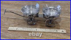 Antique F. B. Rogers Rolling Wine Caddy Silver Plate Condiment Wagon Cart c1920