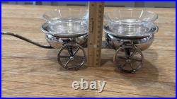Antique F. B. Rogers Rolling Wine Caddy Silver Plate Condiment Wagon Cart c1920