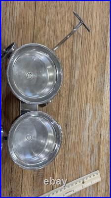 Antique F. B. Rogers Rolling Wine Caddy Silver Plate Condiment Wagon Cart c1920