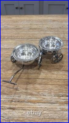 Antique F. B. Rogers Rolling Wine Caddy Silver Plate Condiment Wagon Cart c1920