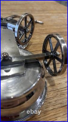 Antique F. B. Rogers Rolling Wine Caddy Silver Plate Condiment Wagon Cart c1920