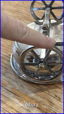 Antique F. B. Rogers Rolling Wine Caddy Silver Plate Condiment Wagon Cart c1920