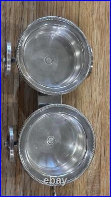 Antique F. B. Rogers Rolling Wine Caddy Silver Plate Condiment Wagon Cart c1920