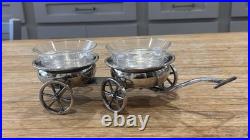 Antique F. B. Rogers Rolling Wine Caddy Silver Plate Condiment Wagon Cart c1920