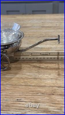 Antique F. B. Rogers Rolling Wine Caddy Silver Plate Condiment Wagon Cart c1920