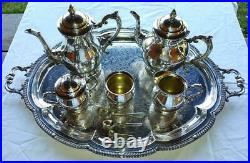 Antique Fb Rogers Silver Co 2351 10 Pc Silver Set Cream Sugar Coffee Tea Tray