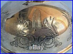 Antique Figural Cow Handle Silver Plate Butter Dish Dome Rogers & Bro C1800s