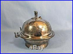 Antique Figural Cow Handle Silver Plate Butter Dish Dome Rogers & Bro C1800s