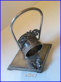 Antique Figural Silverplate Napkin Ring Rogers Smith & Co. Kicking Boy