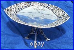 Antique Floral Calling Card Compote Silver Plate Tray Dish Rogers Smith Co. 149