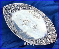 Antique Floral Calling Card Compote Silver Plate Tray Dish Rogers Smith Co. 149