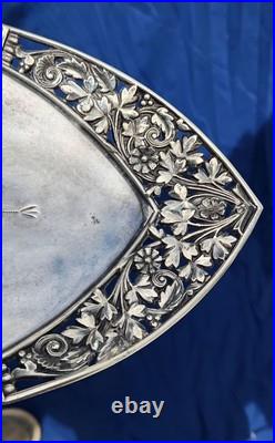 Antique Floral Calling Card Compote Silver Plate Tray Dish Rogers Smith Co. 149