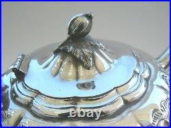 Antique Hand Chased Repousse Silver Plated Tea Set Flower decor 1881 Rogers