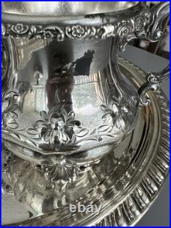 Antique Homan Silver Plate Co Quadruple Plate Tea Coffee Set WM Rogers Tray