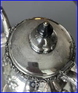 Antique Homan Silver Plate Co Quadruple Plate Tea Coffee Set WM Rogers Tray