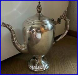 Antique Kettle F. B. Rogers Silver on Copper Teapot Signed Floral Rare Old 19th