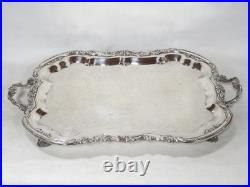 Antique Large FB Rogers Victorian Scroll Silver Plate Serving Tray with Handles