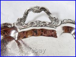 Antique Large FB Rogers Victorian Scroll Silver Plate Serving Tray with Handles