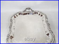Antique Large FB Rogers Victorian Scroll Silver Plate Serving Tray with Handles