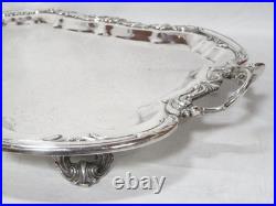 Antique Large FB Rogers Victorian Scroll Silver Plate Serving Tray with Handles