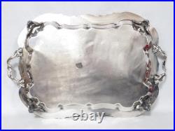 Antique Large FB Rogers Victorian Scroll Silver Plate Serving Tray with Handles