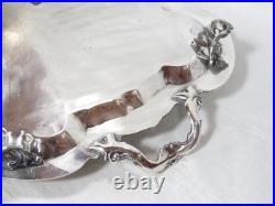 Antique Large FB Rogers Victorian Scroll Silver Plate Serving Tray with Handles