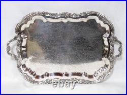 Antique Large FB Rogers Victorian Scroll Silver Plate Serving Tray with Handles