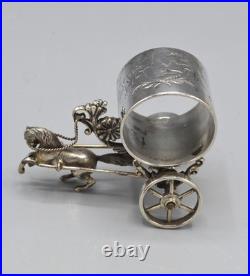Antique Napkin Ring Victorian Figural Silver Plate Rogers Smith #214 Horse Cart